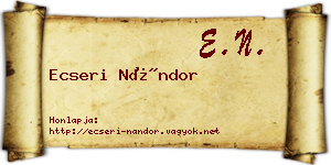 Ecseri Nándor névjegykártya